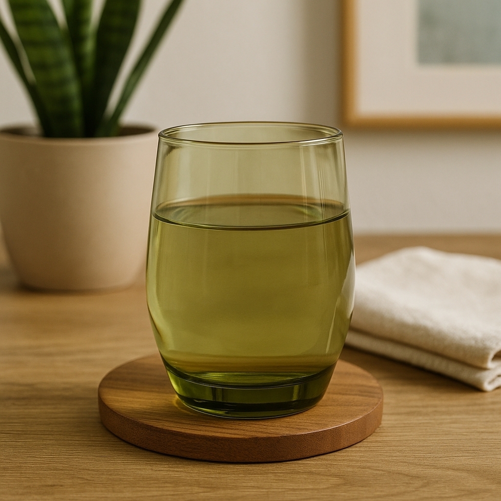 Vintage Libbey Tempo Avocado Green Glass | 4.5” Heavy-Base Tumbler | Mid-Century